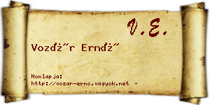 Vozár Ernő névjegykártya